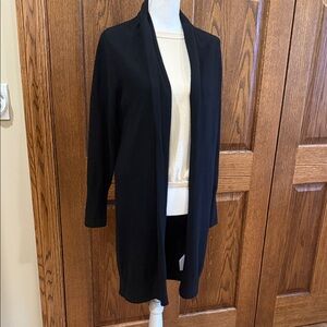 Quince Black 100% Mongolian Cashmere Open-Front Duster Cardigan Medium